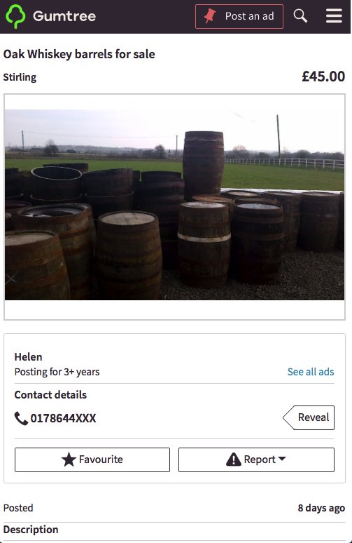 Whisky Barrels For Sale